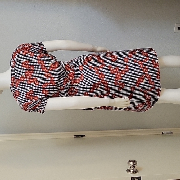 ADRIANNA PAPELL Retro Rockabilly Gingham Floral Button Tie Waist Shirt Dress - Picture 10 of 10